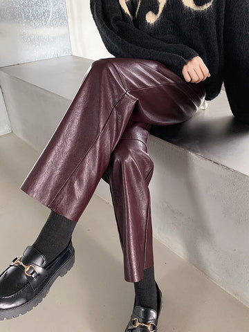Laura | Kunstleder Cropped Pants