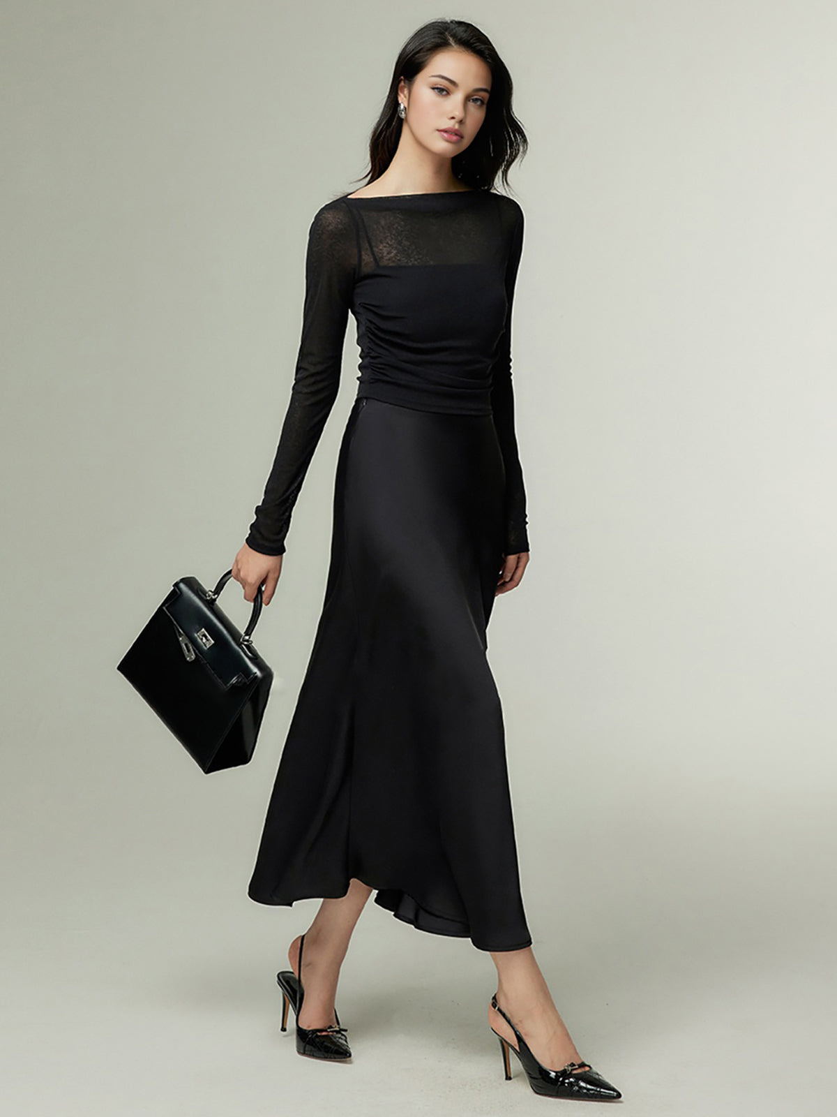 Clara | Elegantes Slim-Jersey-Top mit geradeem Ausschnitt