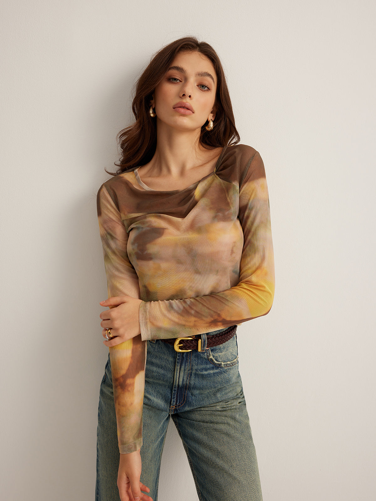 Clara | Stilvolle Tye Dye Mesh Bluse