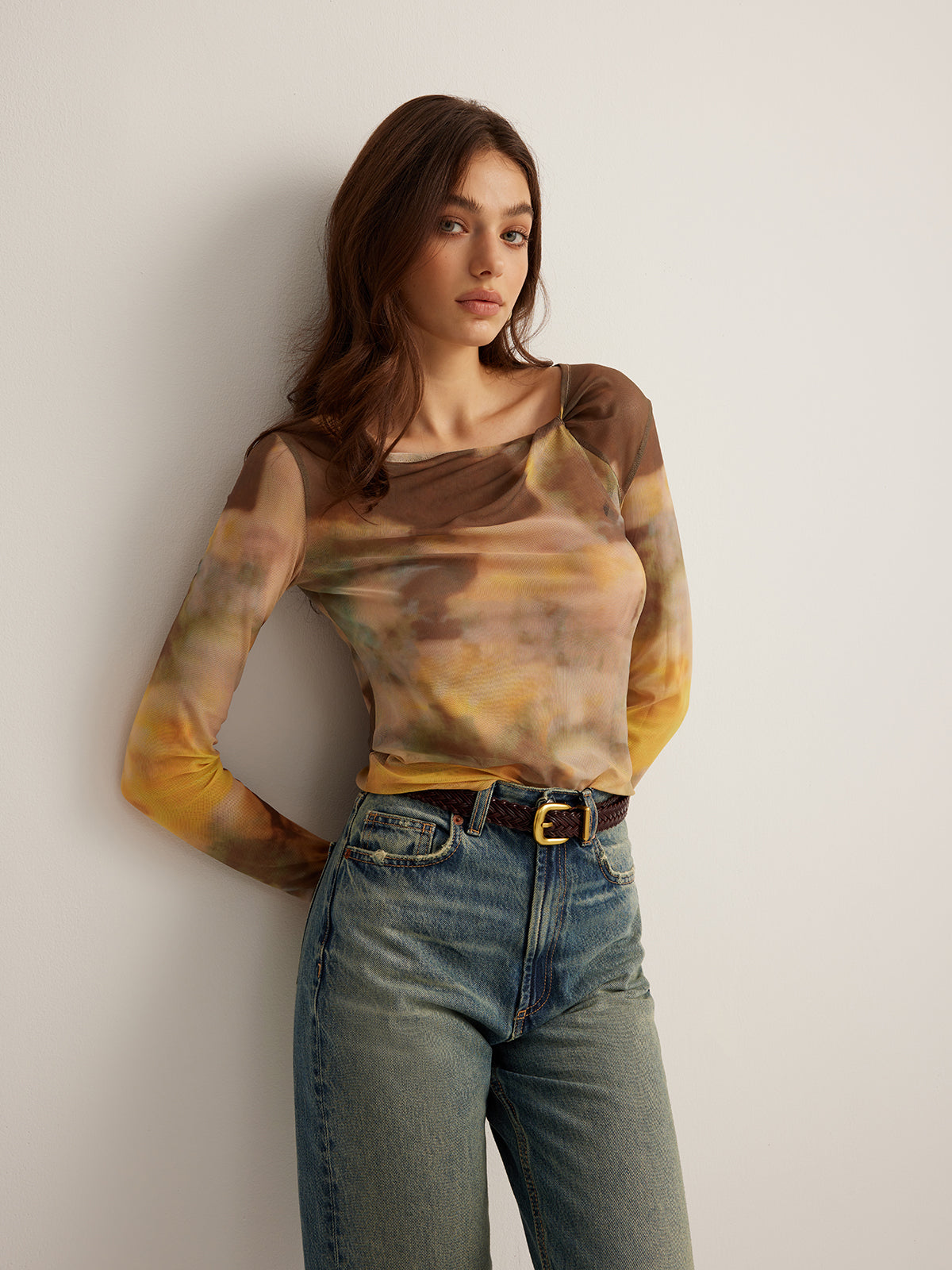 Clara | Stilvolle Tye Dye Mesh Bluse