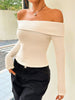 Anna | Elegante gerippte Off-Shoulder Crop Bluse