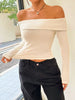 Anna | Elegante gerippte Off-Shoulder Crop Bluse