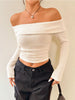 Anna | Elegante gerippte Off-Shoulder Crop Bluse