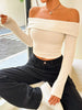 Anna | Elegante gerippte Off-Shoulder Crop Bluse