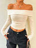 Anna | Elegante gerippte Off-Shoulder Crop Bluse