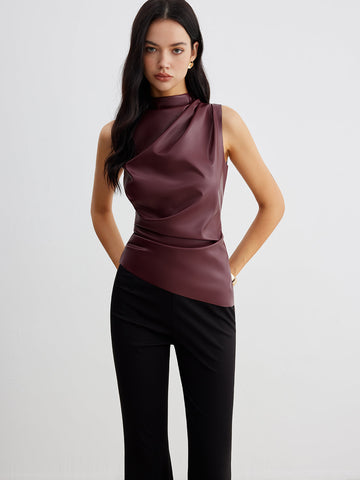 Ben | Mock Neck Kunstleder Tanktop