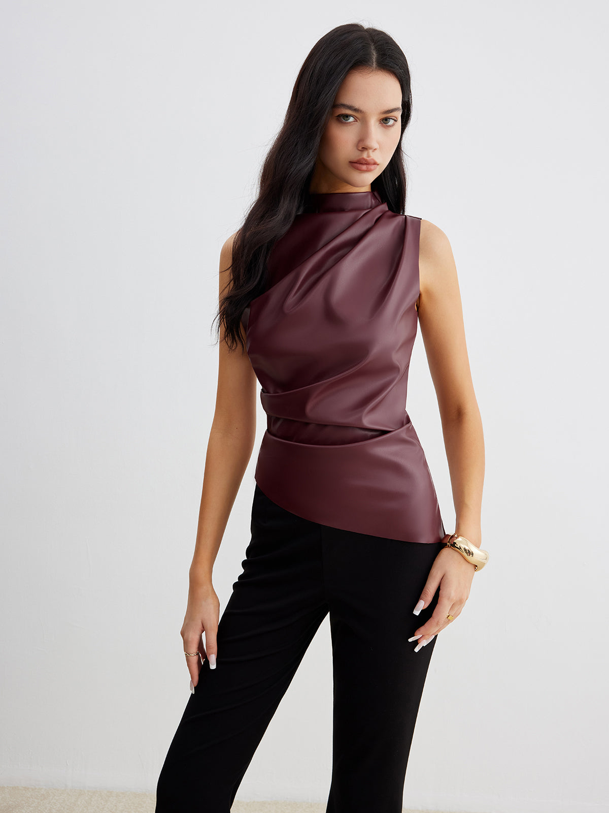 Ben | Mock Neck Kunstleder Tanktop