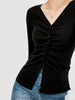 Anna | Elegantes Faltenstricktop mit Knopfdetails