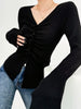 Anna | Elegantes Faltenstricktop mit Knopfdetails