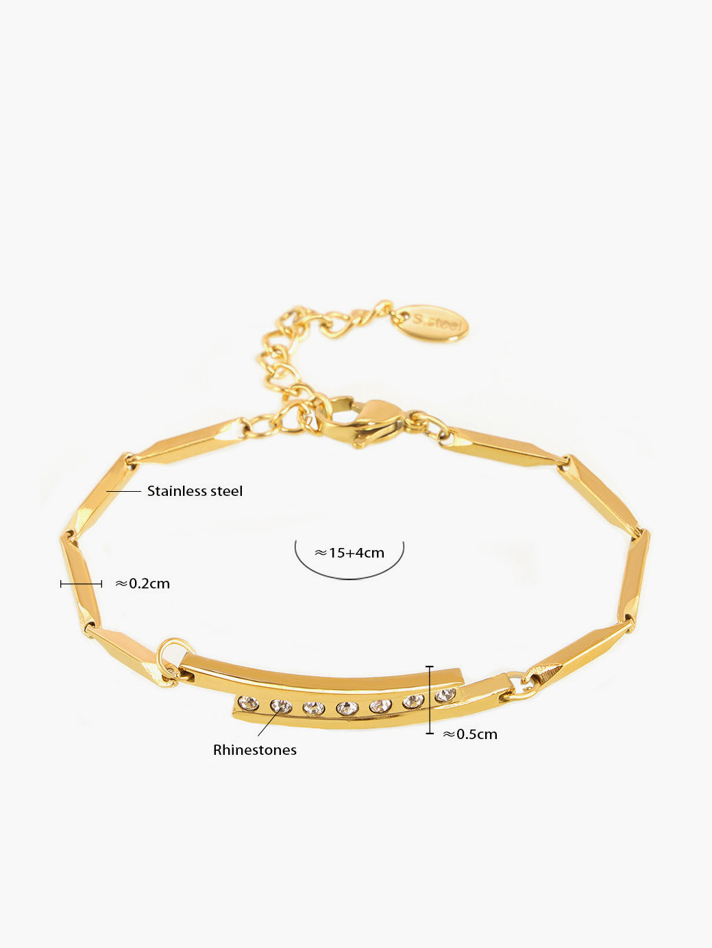 Anton | Elegantes Strass Armband aus Titanstahl