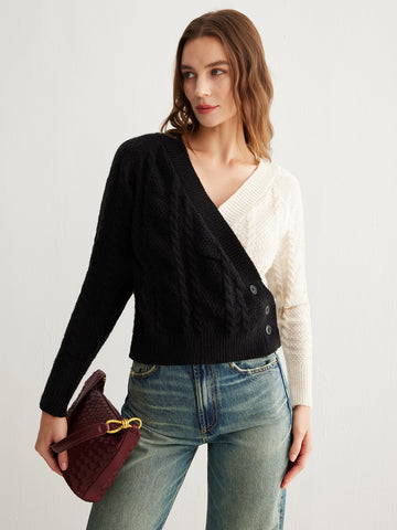 Anna | Zwei-Ton Stricktop mit Knöpfen