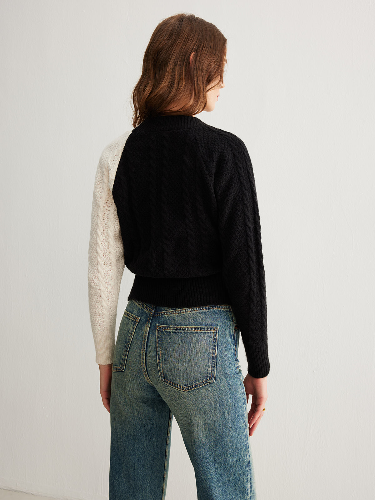 Anna | Zwei-Ton Stricktop mit Knöpfen
