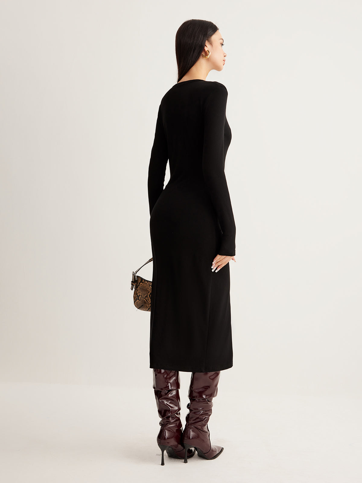 Clara | Elegantes V-Ausschnitt Knopfmaxikleid