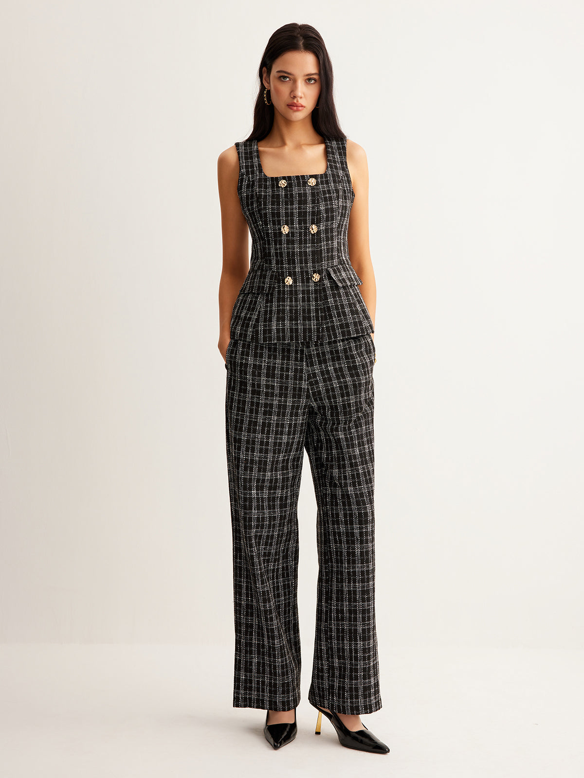 Max | Entspannte Karierte Tweed-Hose