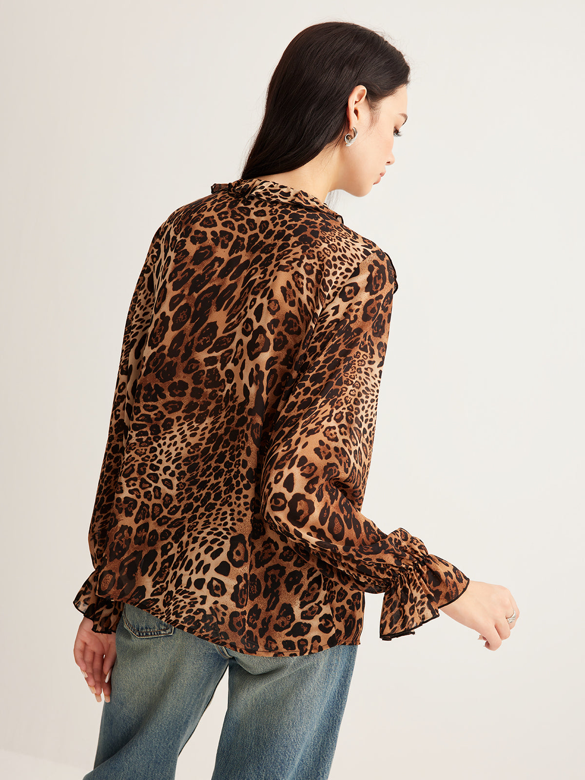 Leonie | Leopard gemustertes Ruffle-Shirt