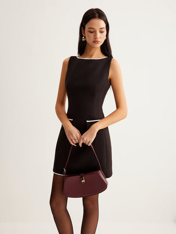 Emilia | Kurzkleid mit Reißverschluss und Kontrastbesätzen