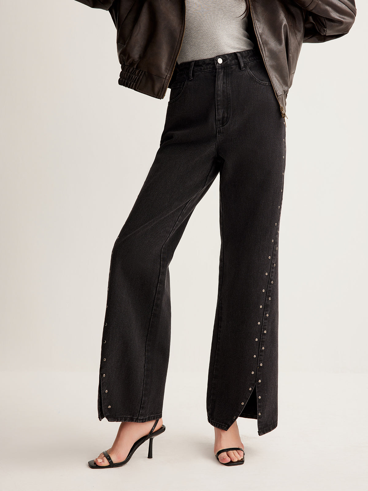 Lina | Weitgeschnittene Denim-Jeans mit Nieten