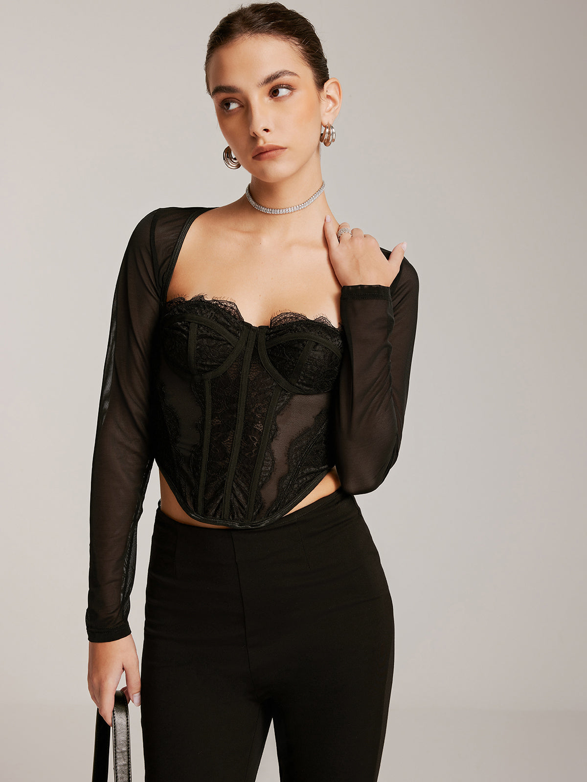 Emilia | Verführerisches Langärmeliges Spitzenkorsett