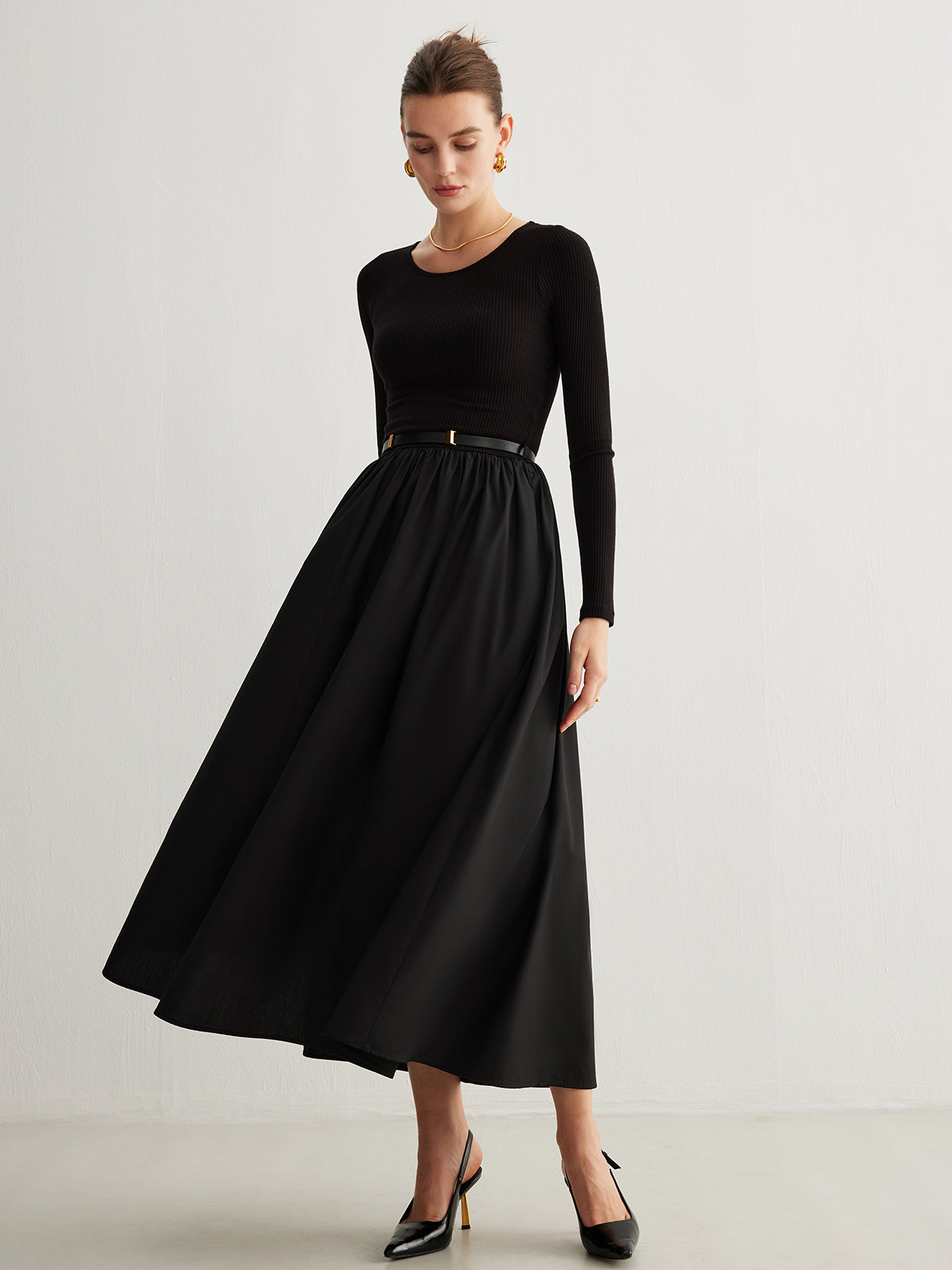 Clara | Elegantes Faltendes Midi-Kleid