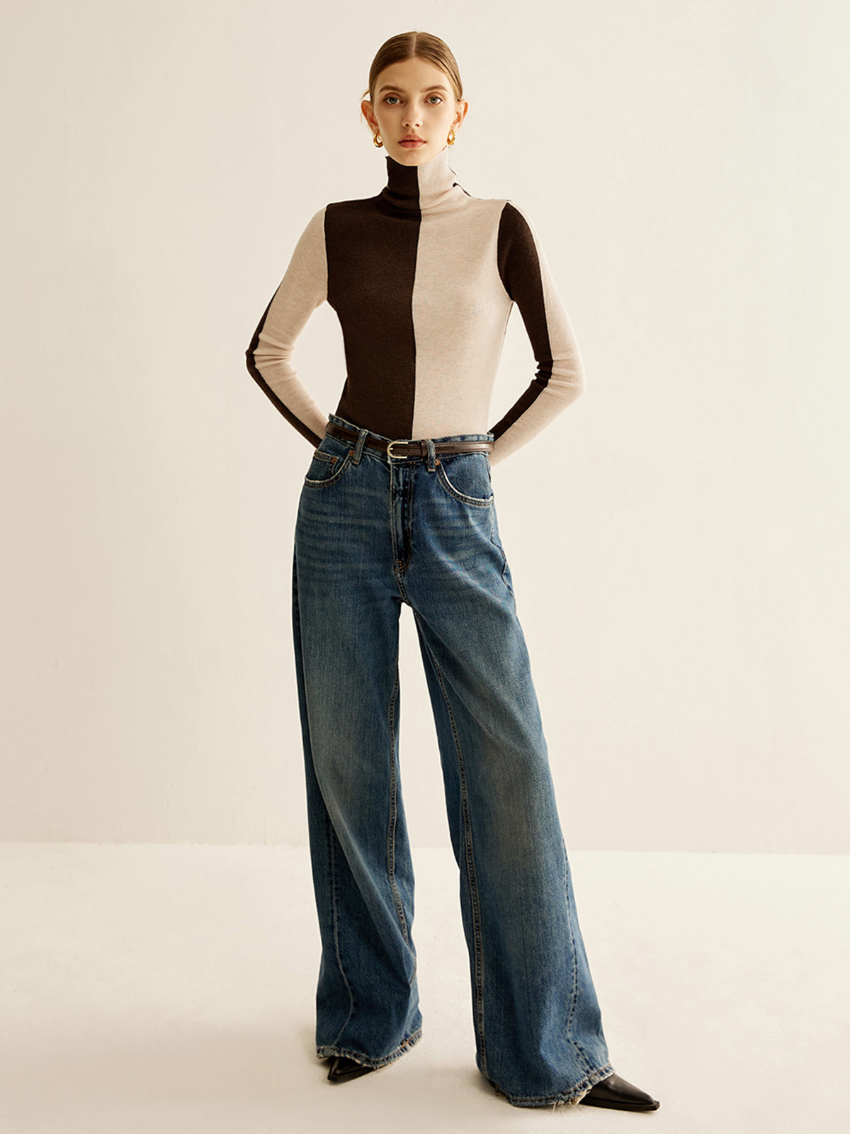 Anna | Rollkragenpullover im Farbblockdesign