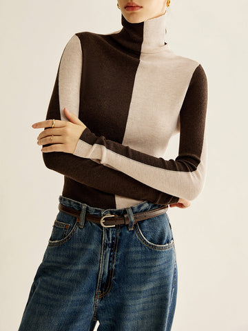 Anna | Rollkragenpullover im Farbblockdesign