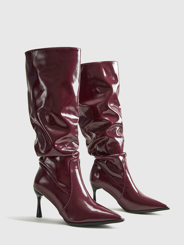 Leonie | Plissierte Knöchel-Stiefel mit spitzem Zehenbereich