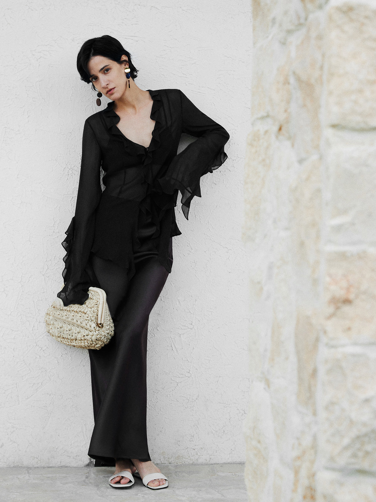 Clara | Rüschenshirt mit Schlitz