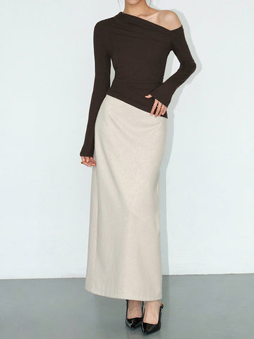 Mia | Asymmetrisches One-Shoulder Skinny Jersey Top