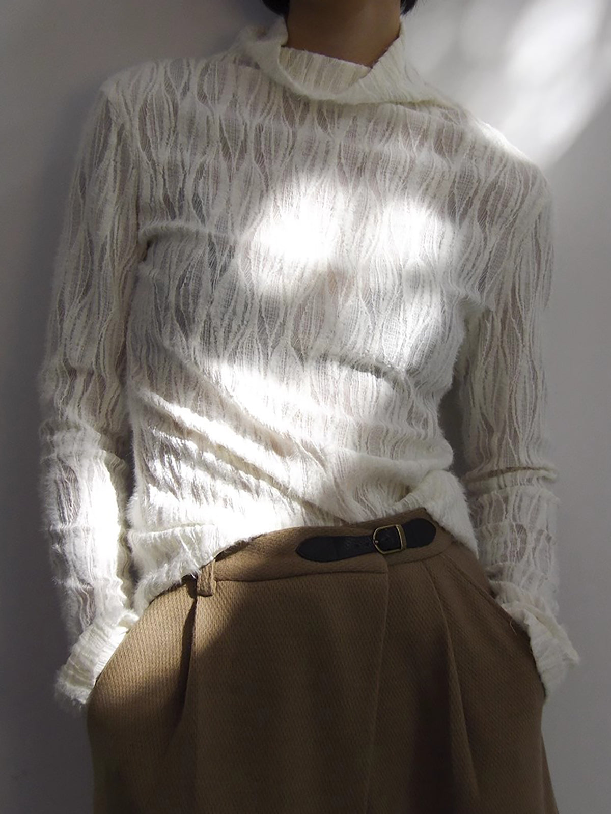 Emilia | Halbdurchsichtiges Plisseetop mit Mock Neck