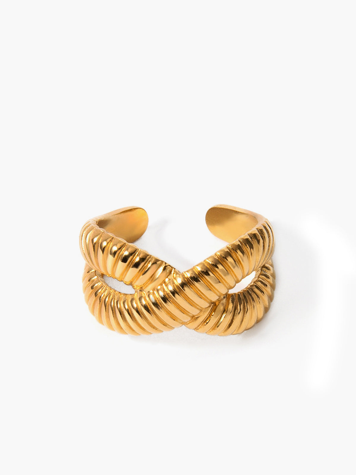 Felix | Eleganter Cross Ripple Offener Ring