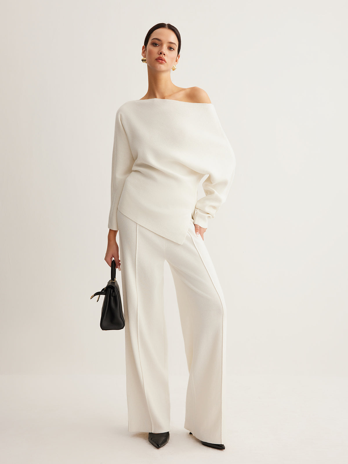 Anja | Asymmetrisches Stricktop mit Wollmischung