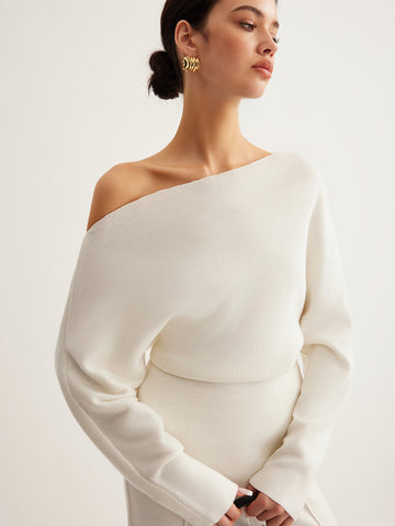 Anja | Asymmetrisches Stricktop mit Wollmischung