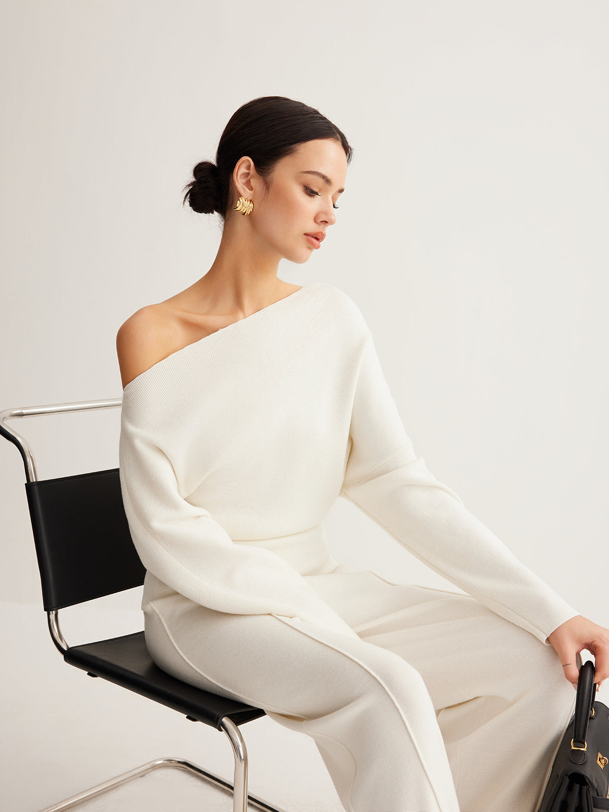 Anja | Asymmetrisches Stricktop mit Wollmischung