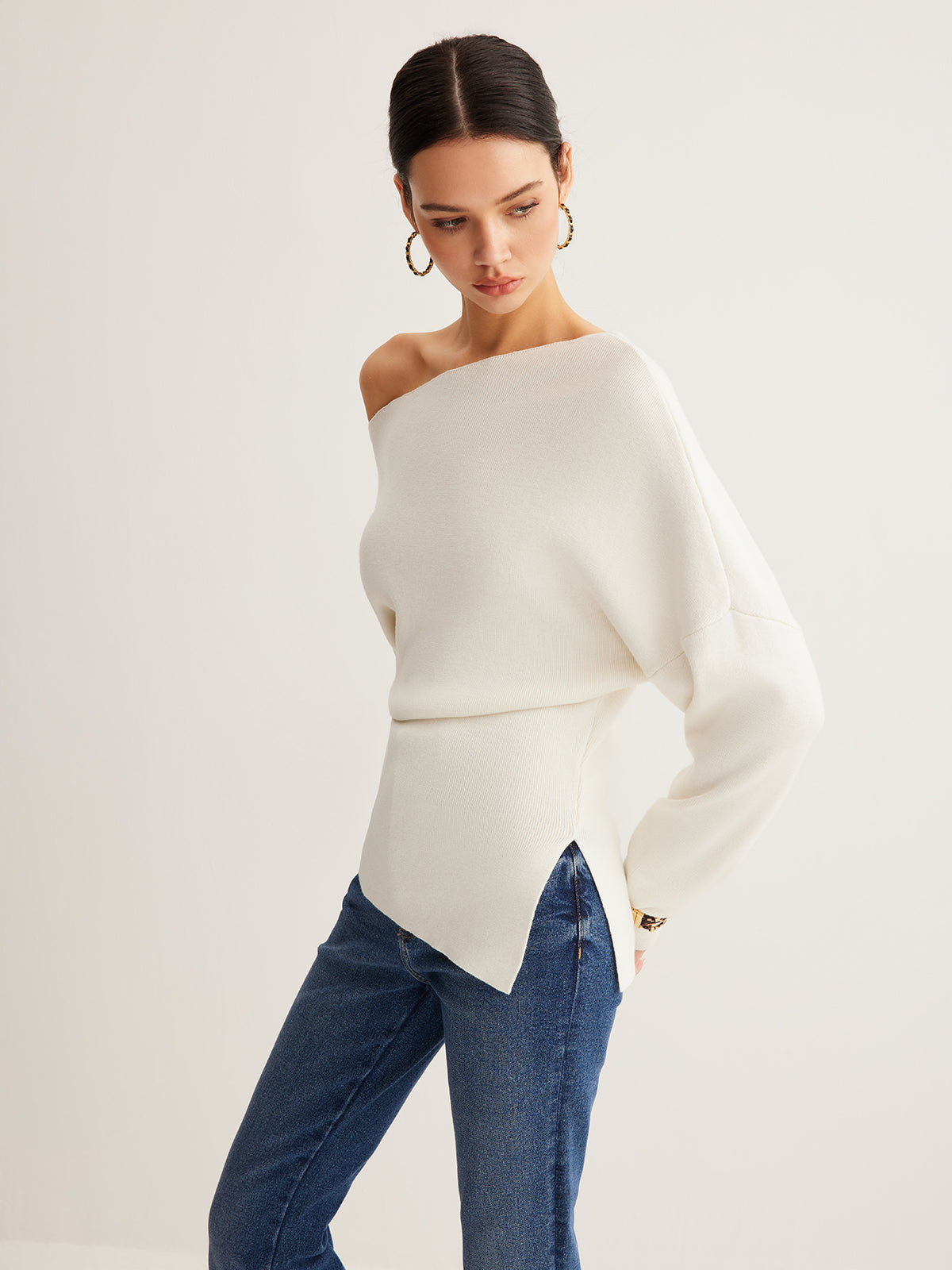 Anja | Asymmetrisches Stricktop mit Wollmischung