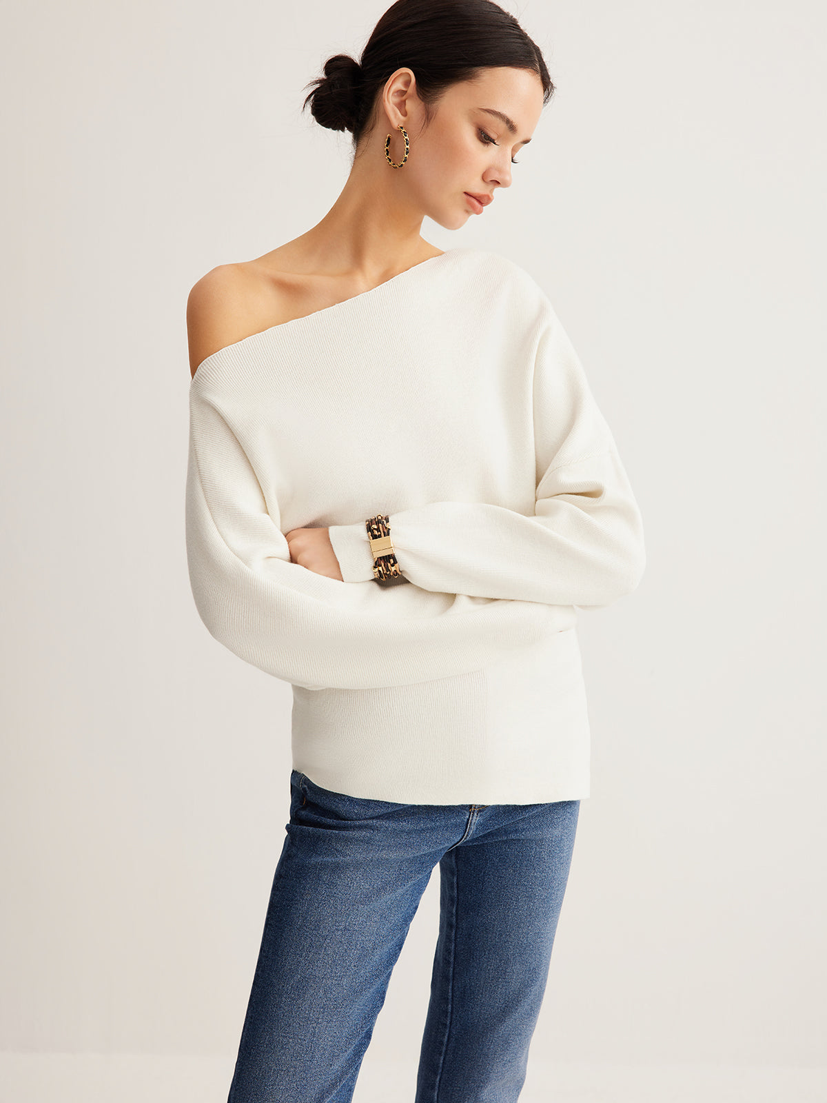 Anja | Asymmetrisches Stricktop mit Wollmischung