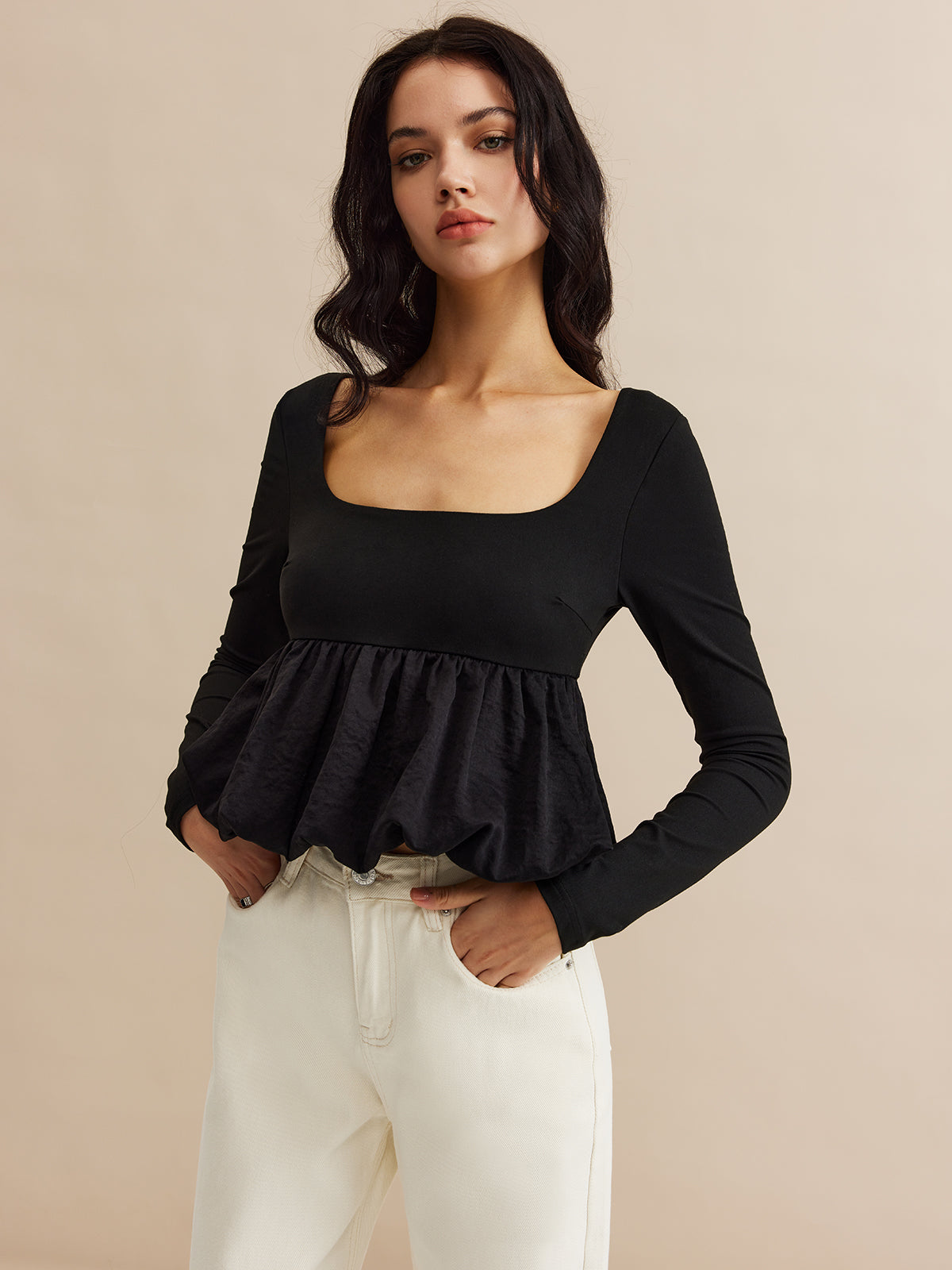 Clara | Elegante Bluse mit quadratischem Ausschnitt