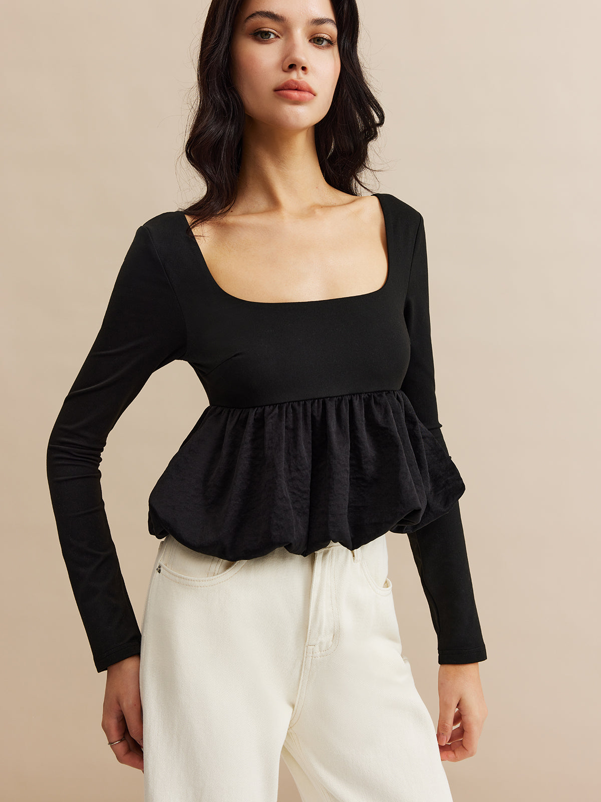 Clara | Elegante Bluse mit quadratischem Ausschnitt