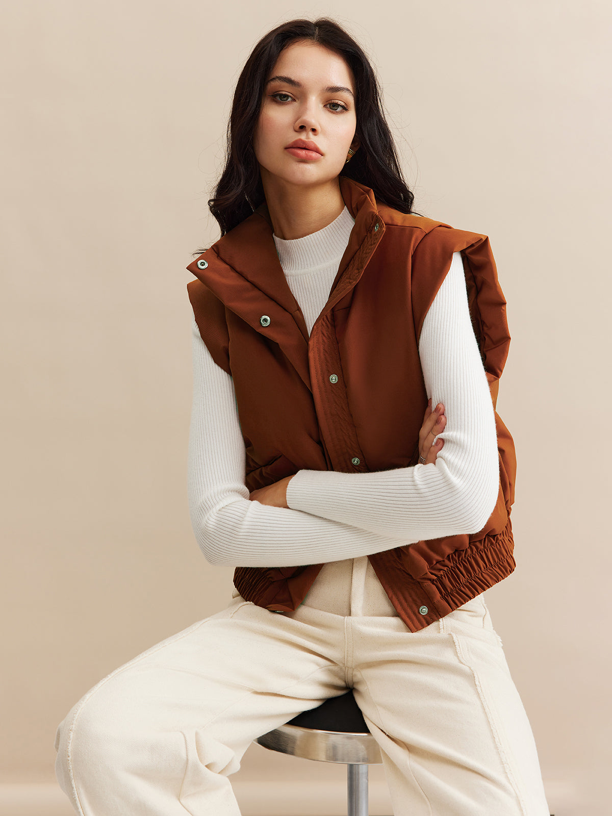 Felix | Stehkragen-Warmweste mit Knöpfen