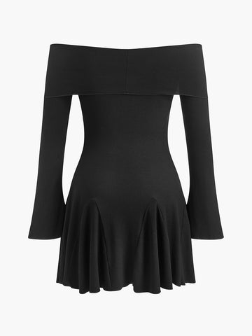 Clara | Fließendes Off-Shoulder Strickkleid