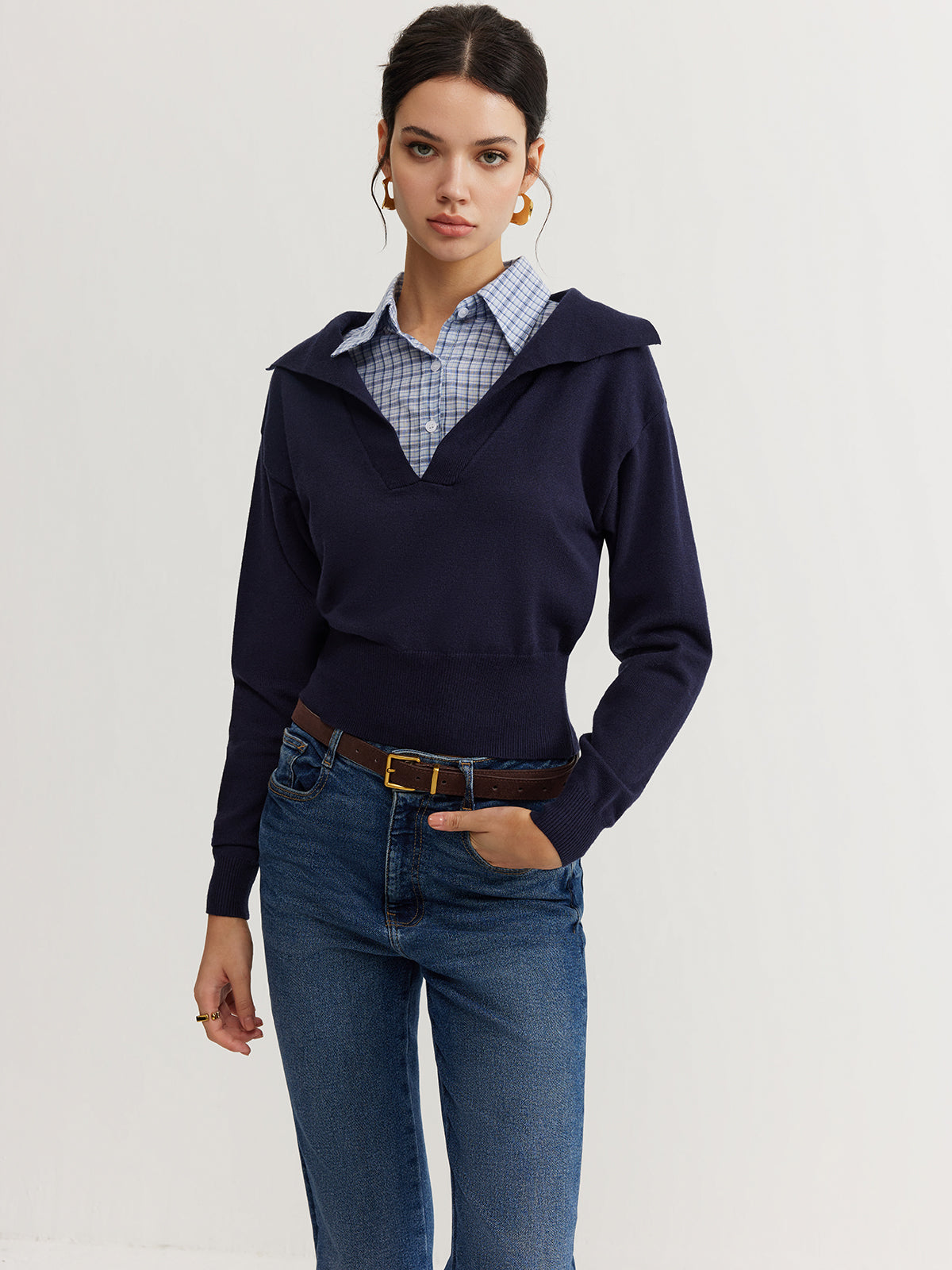 Paul | Lässiges 2-in-1 Strickoberteil mit Kragen