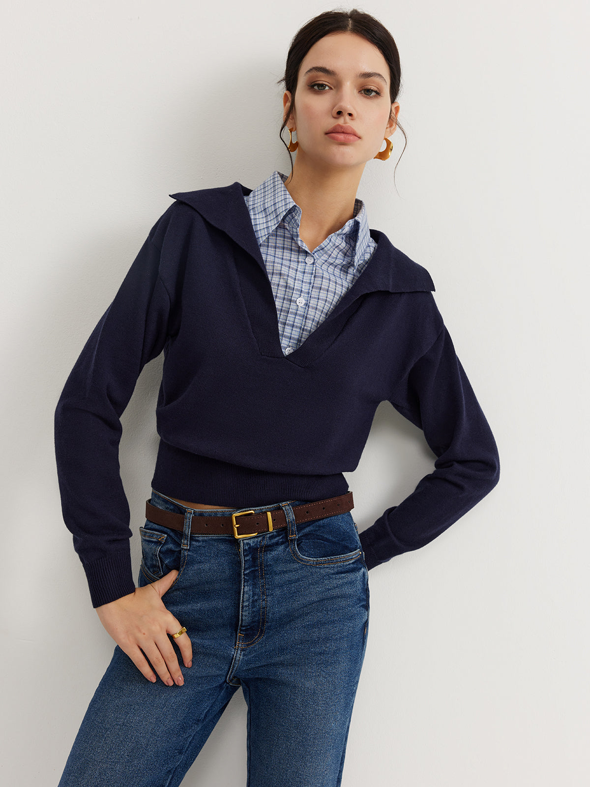 Paul | Lässiges 2-in-1 Strickoberteil mit Kragen