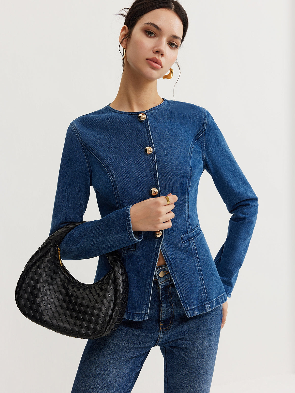 Clara | Elegante Denim Slim Bluse