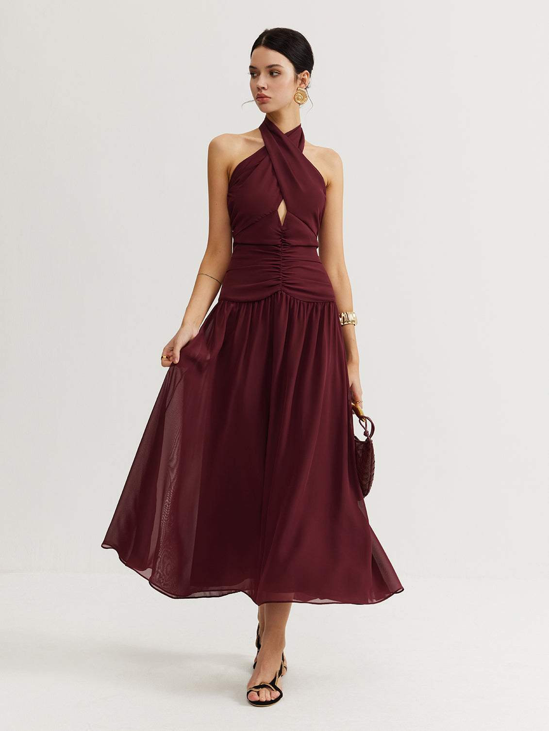 Anna | Elegantes Halter-Plissee-Maxikleid