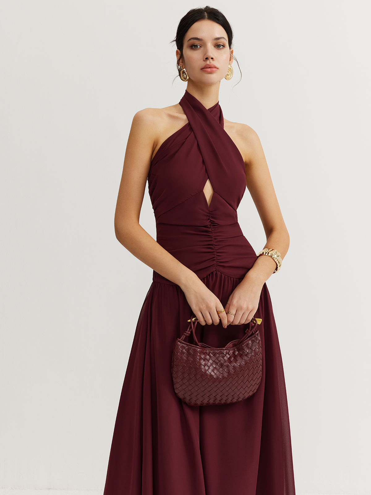 Anna | Elegantes Halter-Plissee-Maxikleid