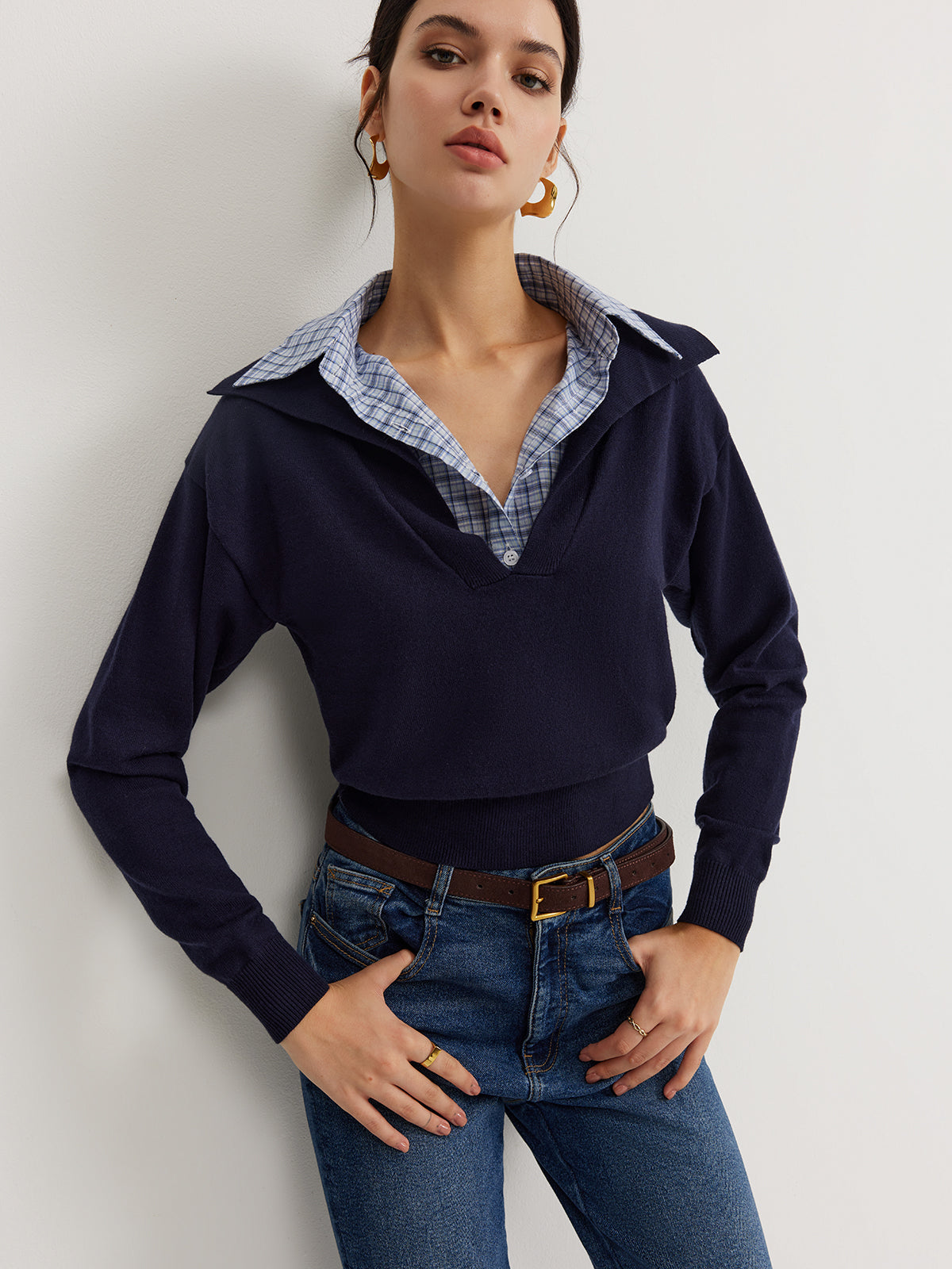 Paul | Lässiges 2-in-1 Strickoberteil mit Kragen