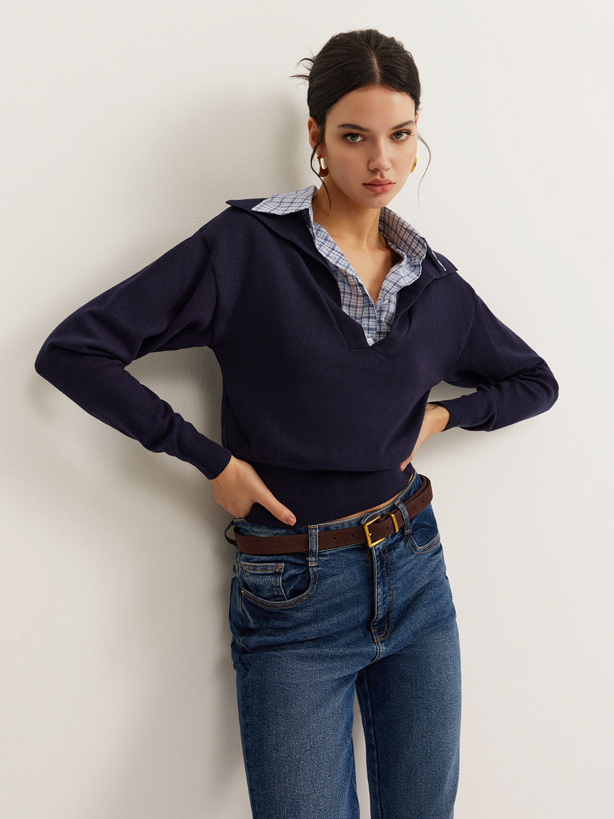 Paul | Lässiges 2-in-1 Strickoberteil mit Kragen