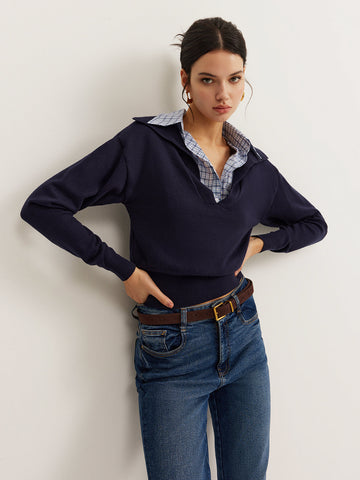 Paul | Lässiges 2-in-1 Strickoberteil mit Kragen