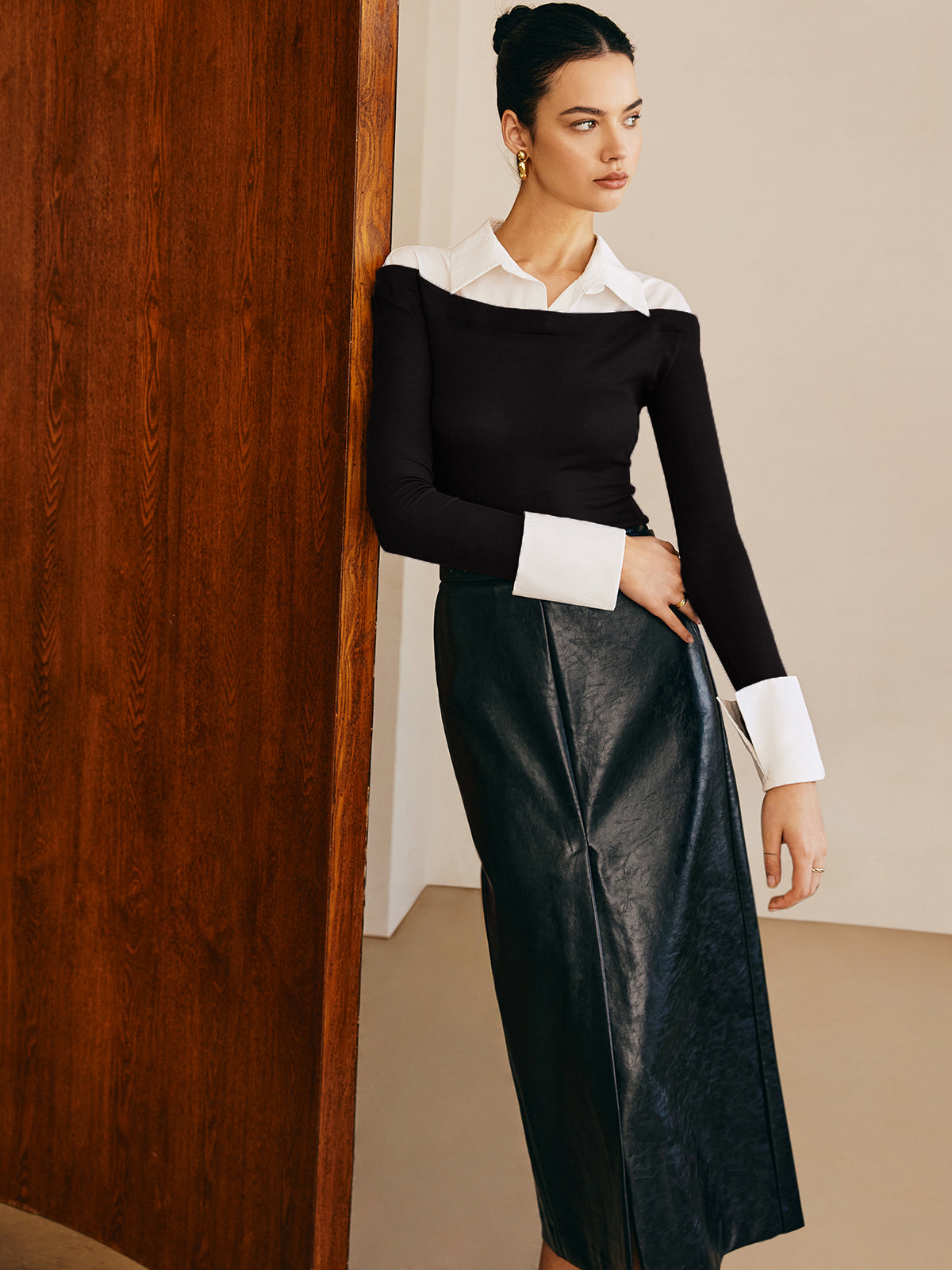 Carla | Elegantes Panel Jersey Slim Top