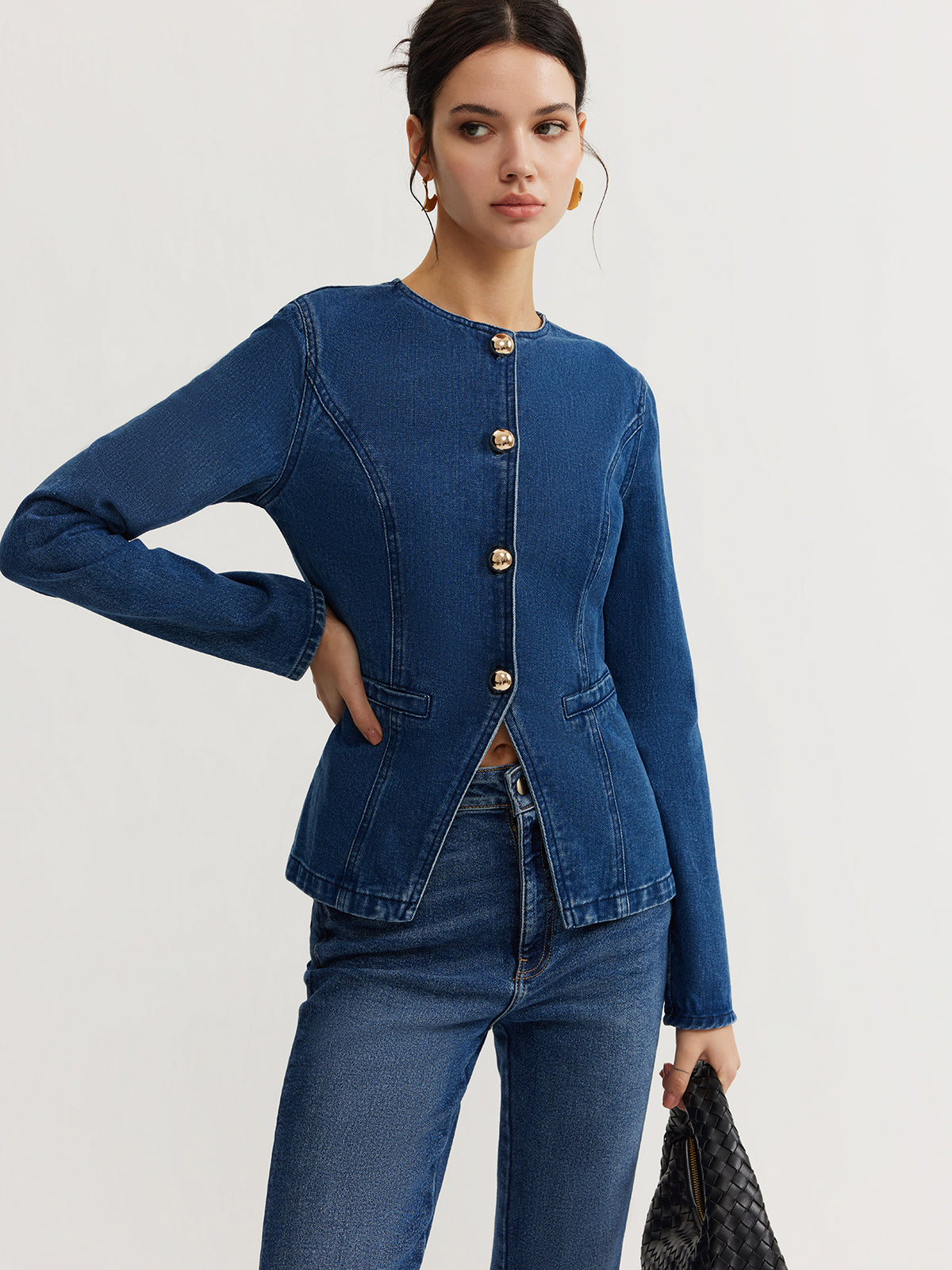 Clara | Elegante Denim Slim Bluse