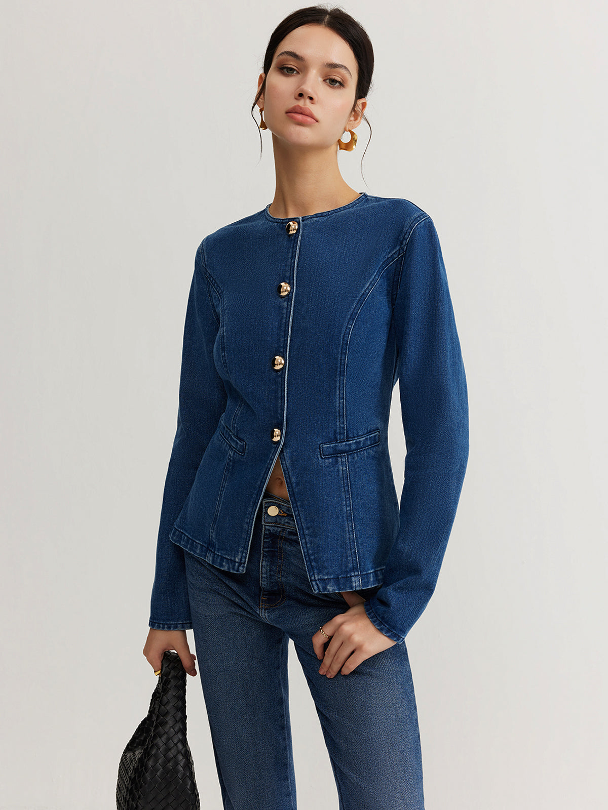 Clara | Elegante Denim Slim Bluse